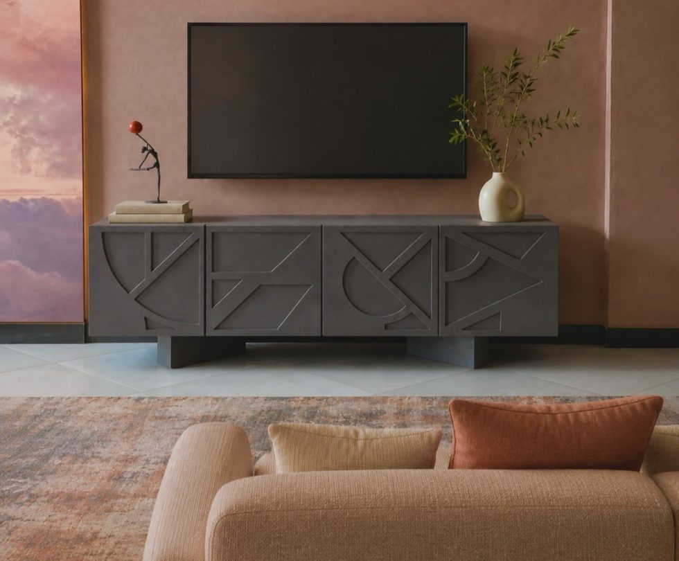 Geometric Relief TV Unit